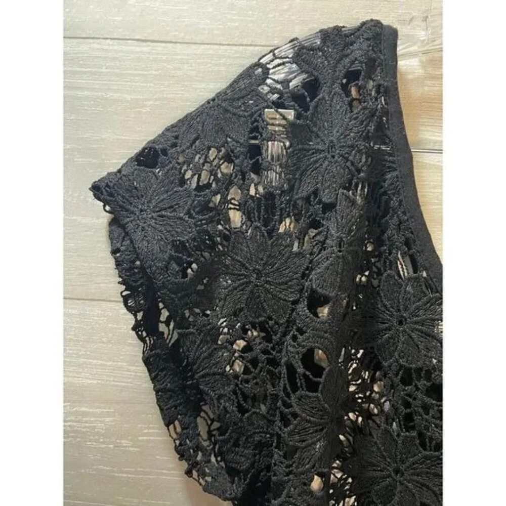 NEW Xhilaration‎ Black Lace Crochet Swim Cover Up Medium
